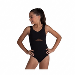 Crossover Tank Leotard Black front view