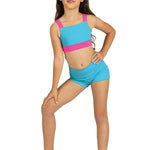 Dakota Top Blue/Neon Pink front view