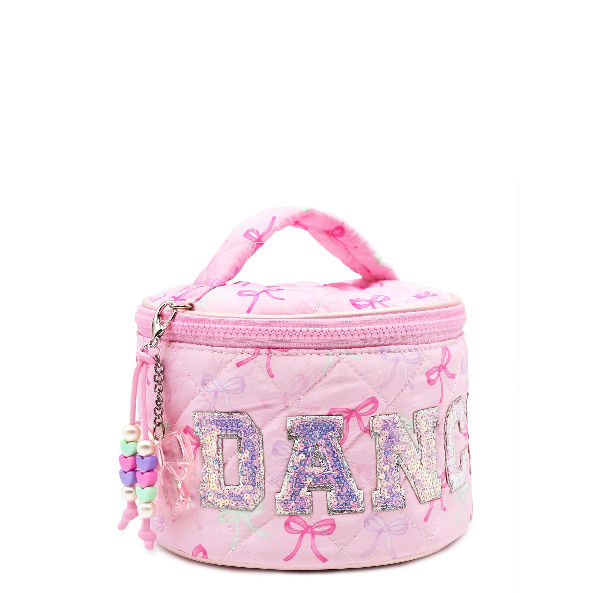 Dance Bow Round Glam Bag Pink front side view