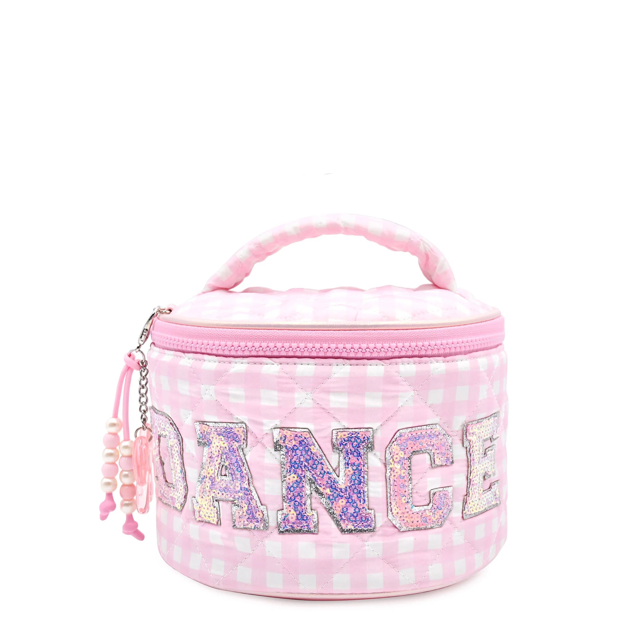 Dance Gingham Round Glam Bag Pink front view