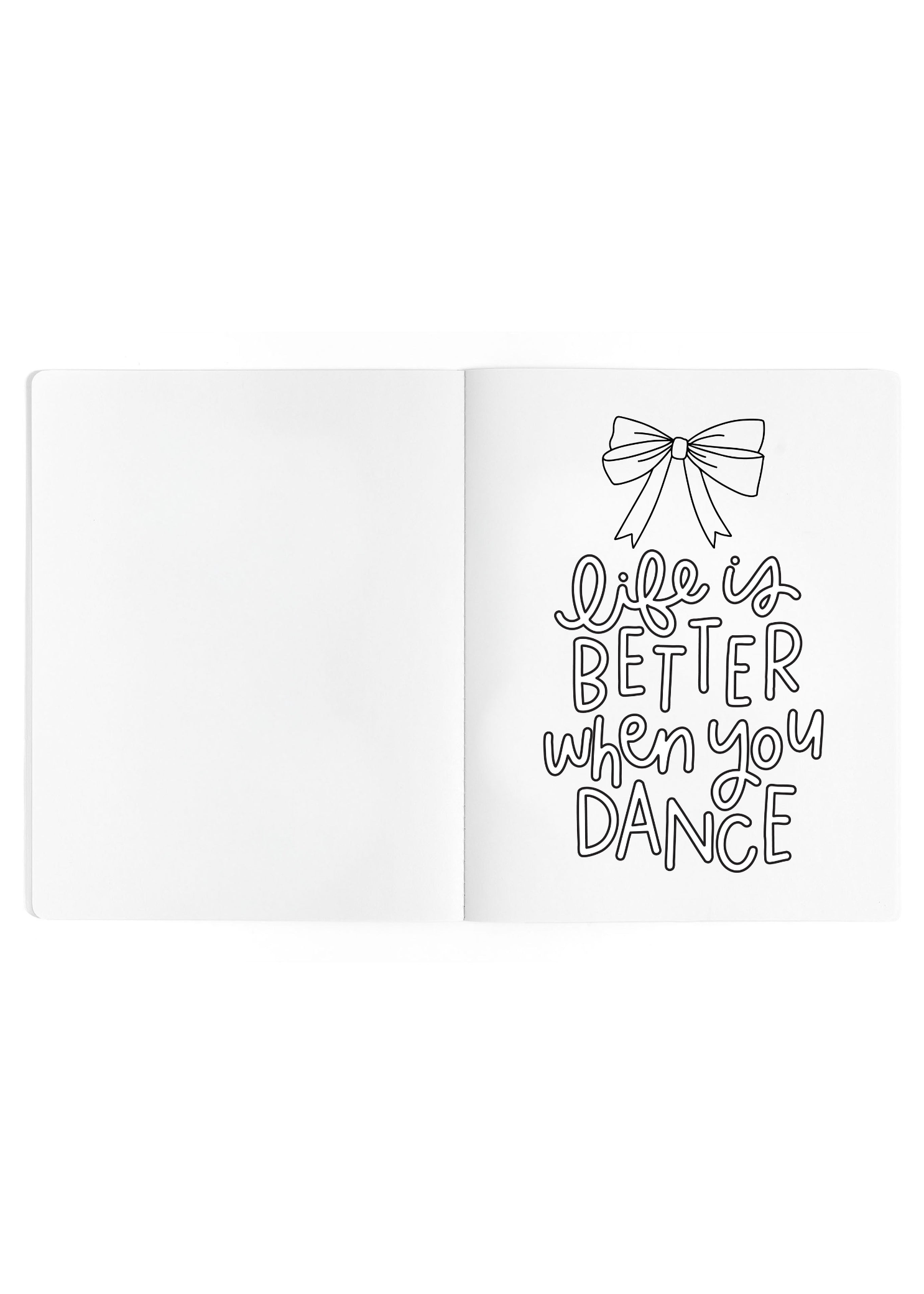 Pippi Post Dance Coloring Books in Dance Is Magic, content sample showing bow and Life is Better When You Dance