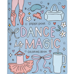Pippi Post Dance Coloring Books in Dance Is Magic, front view showing ballet shoes, tutu and bows on cover