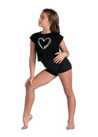 Dance Heart Tee Black front view