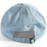 Pippi Post Cotton Twill Dance Mom Baseball Cap in Blue, back view showing adjustable strap and metal buckle