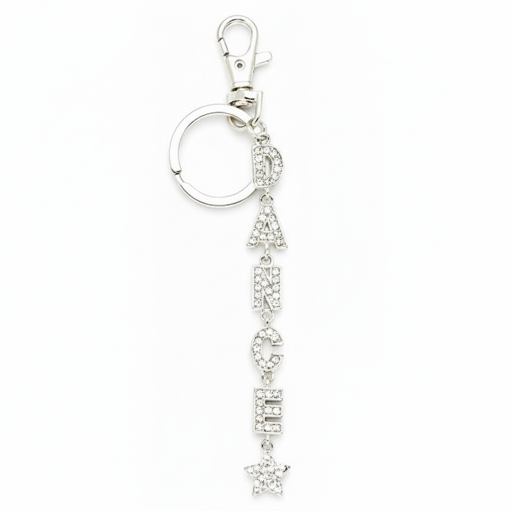 Dance Word Keychain Crystal front view