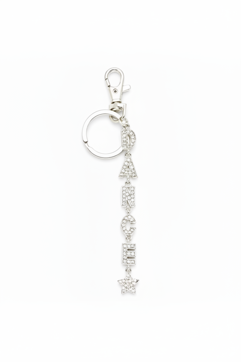 Dance Word Keychain Crystal front view