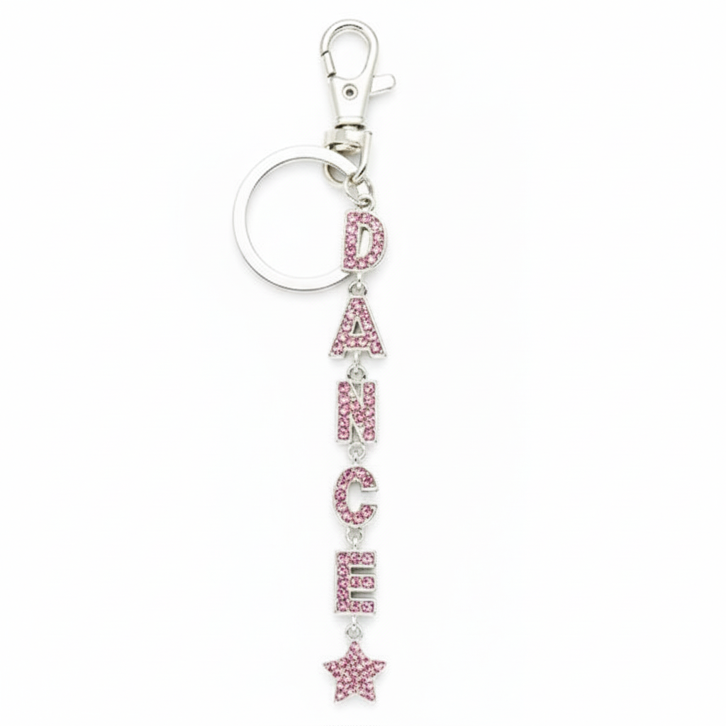 Dance Word Keychain Pink front view