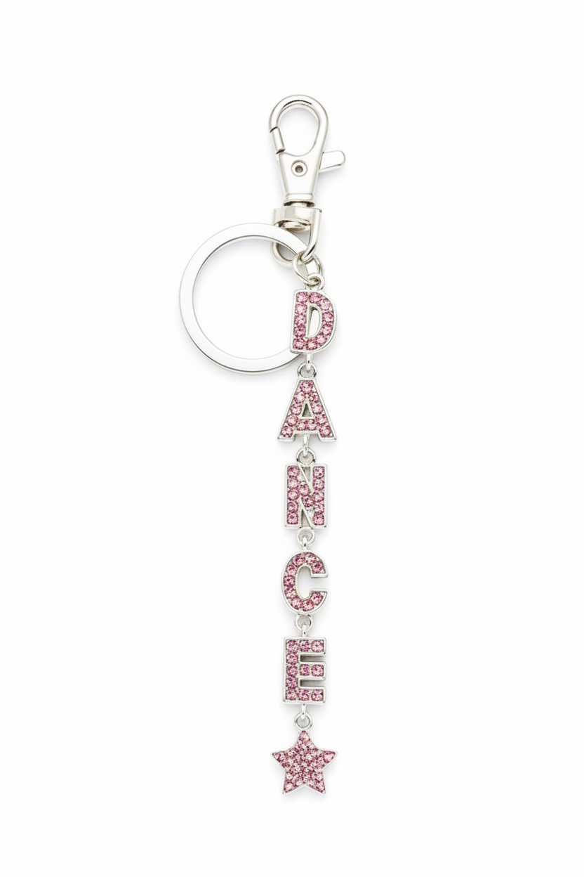 Dance Word Keychain Pink front view