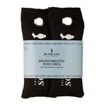 Capezio Cotton Deodorizing Pouch in Black, packaging front view showing two pouches with labeled paper sleeve