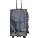 Rac n Roll Duffel with Built In Rack in Black, front view showing polyester exterior and nylon gold zipper