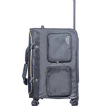 Rac n Roll Duffel with Built-In Rack in Black, left side view showing garment hooks and all-terrain wheels