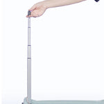 Rac n Roll Duffel with Built-In Rack in Sky Blue, rack demo view showing garment hooks and stool storage pocket