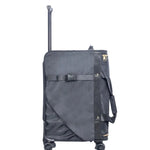 Rac n Roll Duffel with Built-In Rack in Black, right side view showing garment hooks and all-terrain wheels