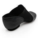Capezio E-Series Slip-On Jazz shoe in Black, back view showing heel counter and slip-on opening