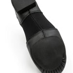 Capezio E-Series Slip-On Jazz shoe in Black, front view showing pair with slip-on silhouette
