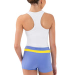 Every Turn Everyday Long-line Singlet in White, back view showing racerback panel and curved arm openings
