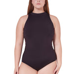 Embellish High Neck Leotard Black front view