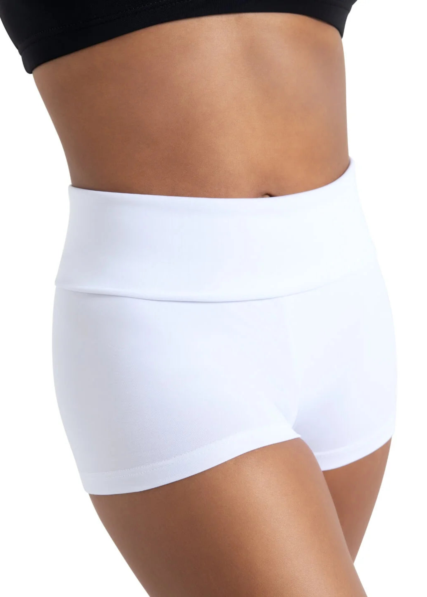Fold-Over Boyshort White front view