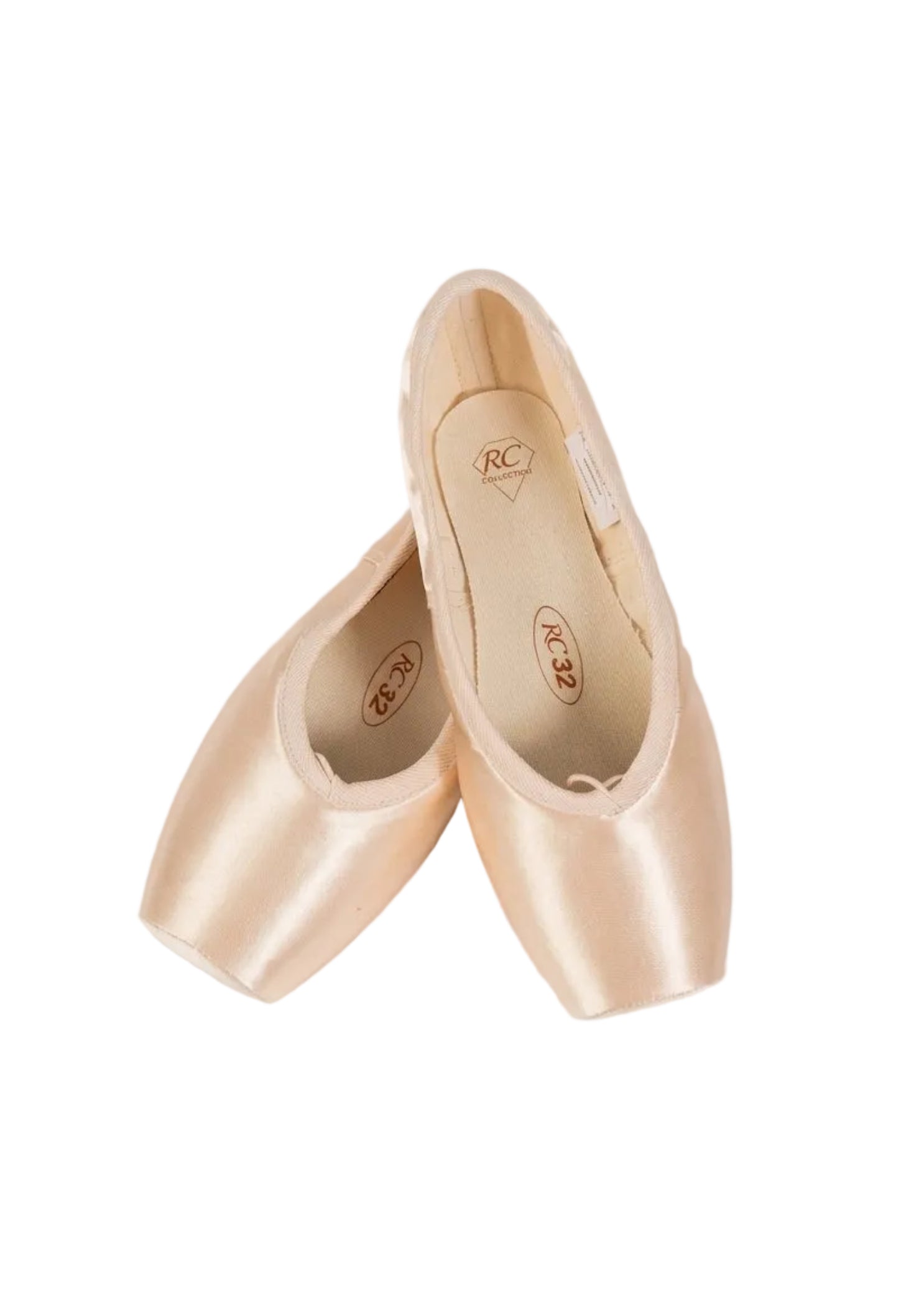 R Class Fantasia Pointe Shoe in Pink, top view showing wide platform and pleatless U-cut vamp