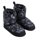 Bloch Fashion Bootie in Floral, front view showing insulated pair with floral print, bungee openings and pull tabs
