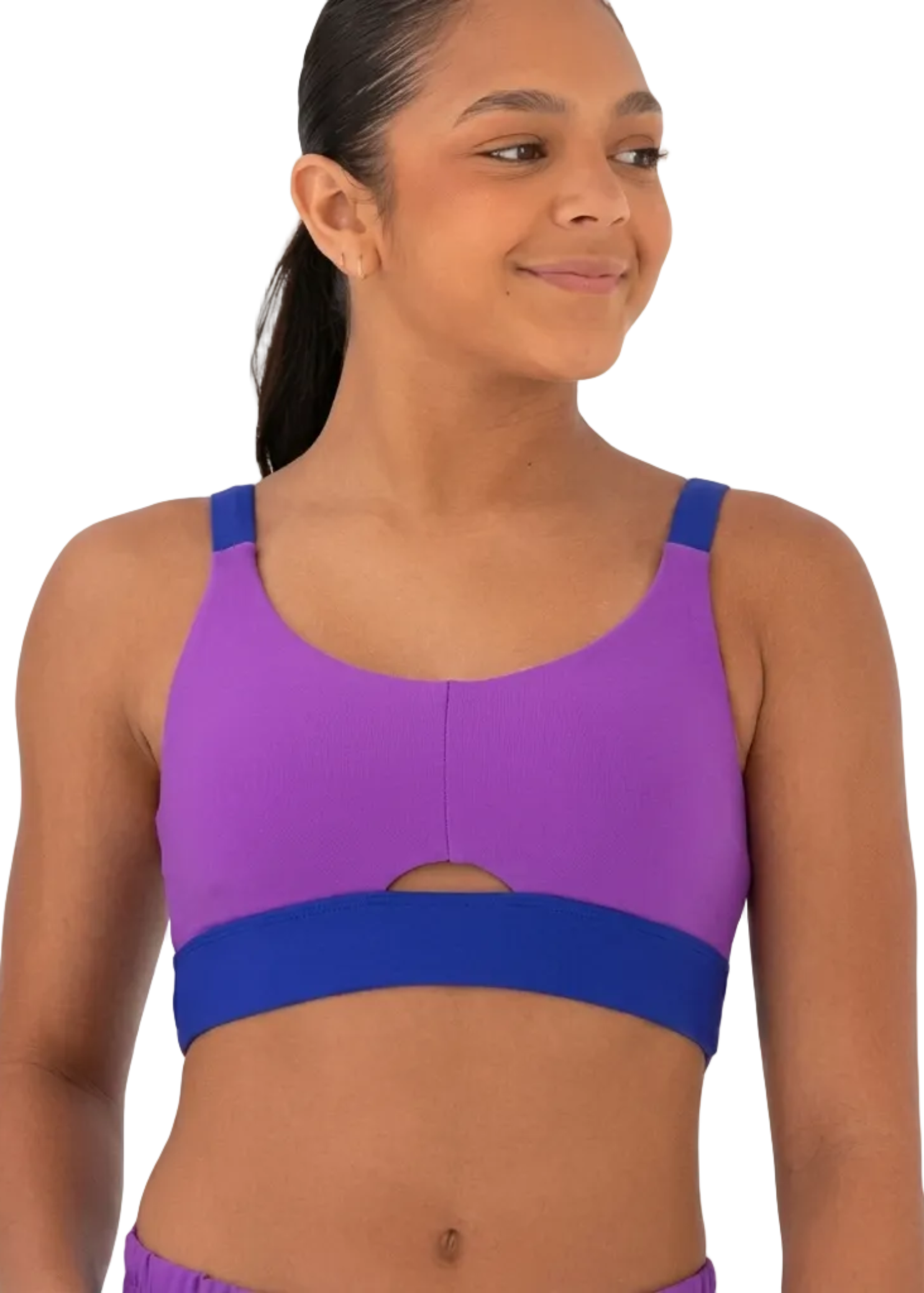 Fierce LL Crop Top Purple Cobalt front view