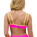 Tiger Friday Firefly Bra in Popsicle, back view showing dance bra fit on second model