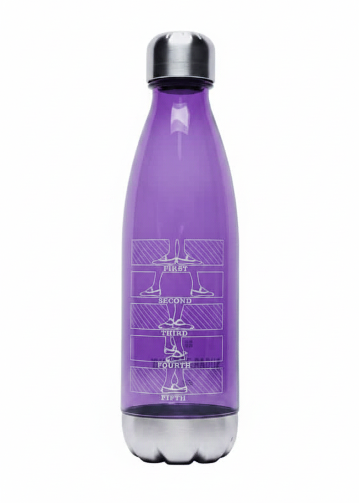 First Through Fifth Water Bottle Purple front view