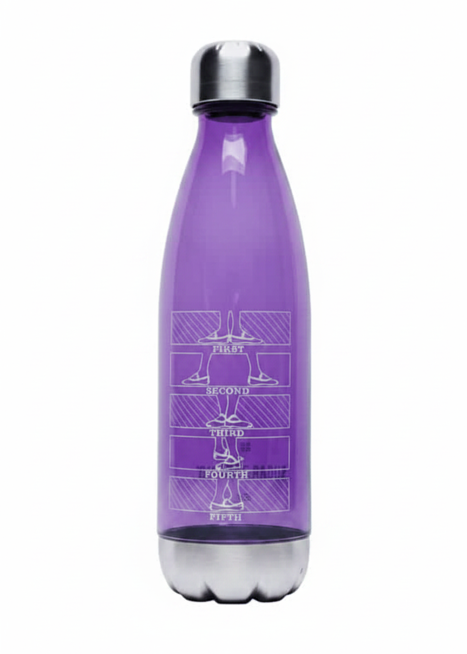 First Through Fifth Water Bottle Purple front view