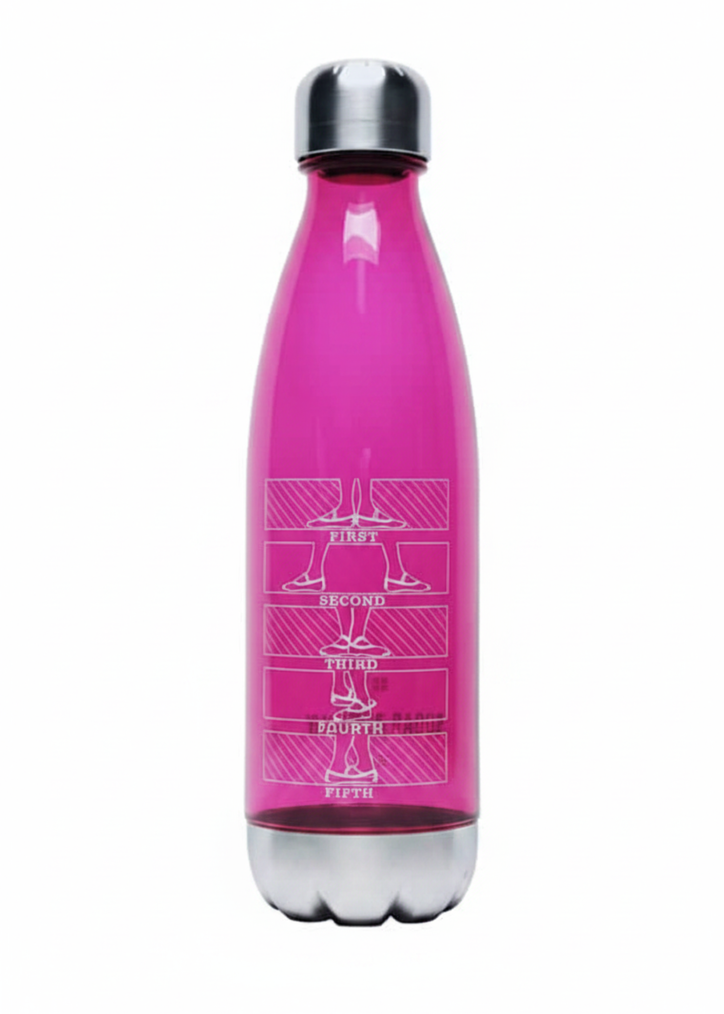 First Through Fifth Water Bottle Fuchsia front view