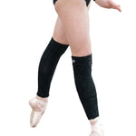 Tiger Friday Fitted Leg Warmer in Black, lifestyle view showing ribbed knit and embroidered TF logo patch
