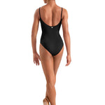Floral Cami Leotard Black back view