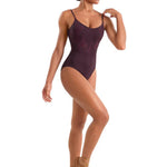 Floral Cami Leotard Merlot front view