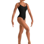 Floral Cami Leotard Black front view