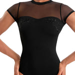 Floral Cap Sleeve Leotard Black detail view