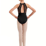 Floral Halter Leotard Black back view