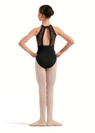 Floral Halter Leotard Black back view