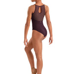Floral Halter Leotard Merlot back view