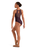 Floral Halter Leotard Merlot back view