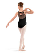 Floral Keyhole Halter Leotard Black back view