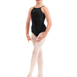 Floral Keyhole Halter Leotard Black front view