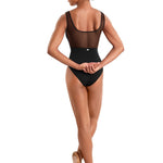 Floral Tank Leotard Black back view
