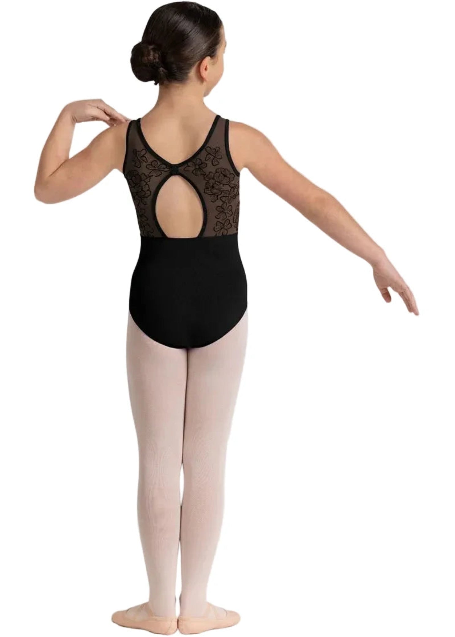 Floral Tank Leotard Black back view
