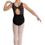 Floral Tank Leotard Black back view