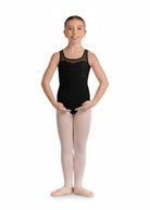 Floral Tank Leotard Black front view
