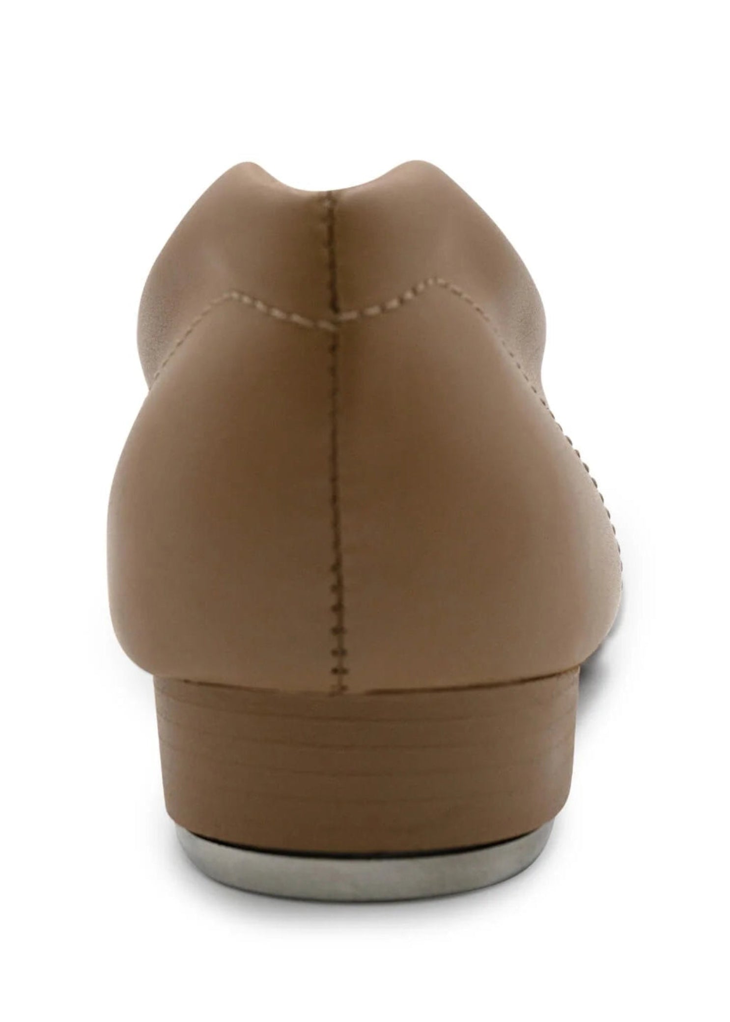 Capezio Fluid Tap Shoe in Caramel, back view showing heel construction and Tele Tone heel tap