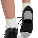 Capezio Fluid Tap Shoe in Black, back view showing heel construction and Tele Tone heel tap
