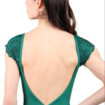 Flutter Sleeve Leotard Emerald back view