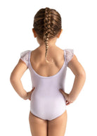 Flutter Sleeve Leotard Lavender back view