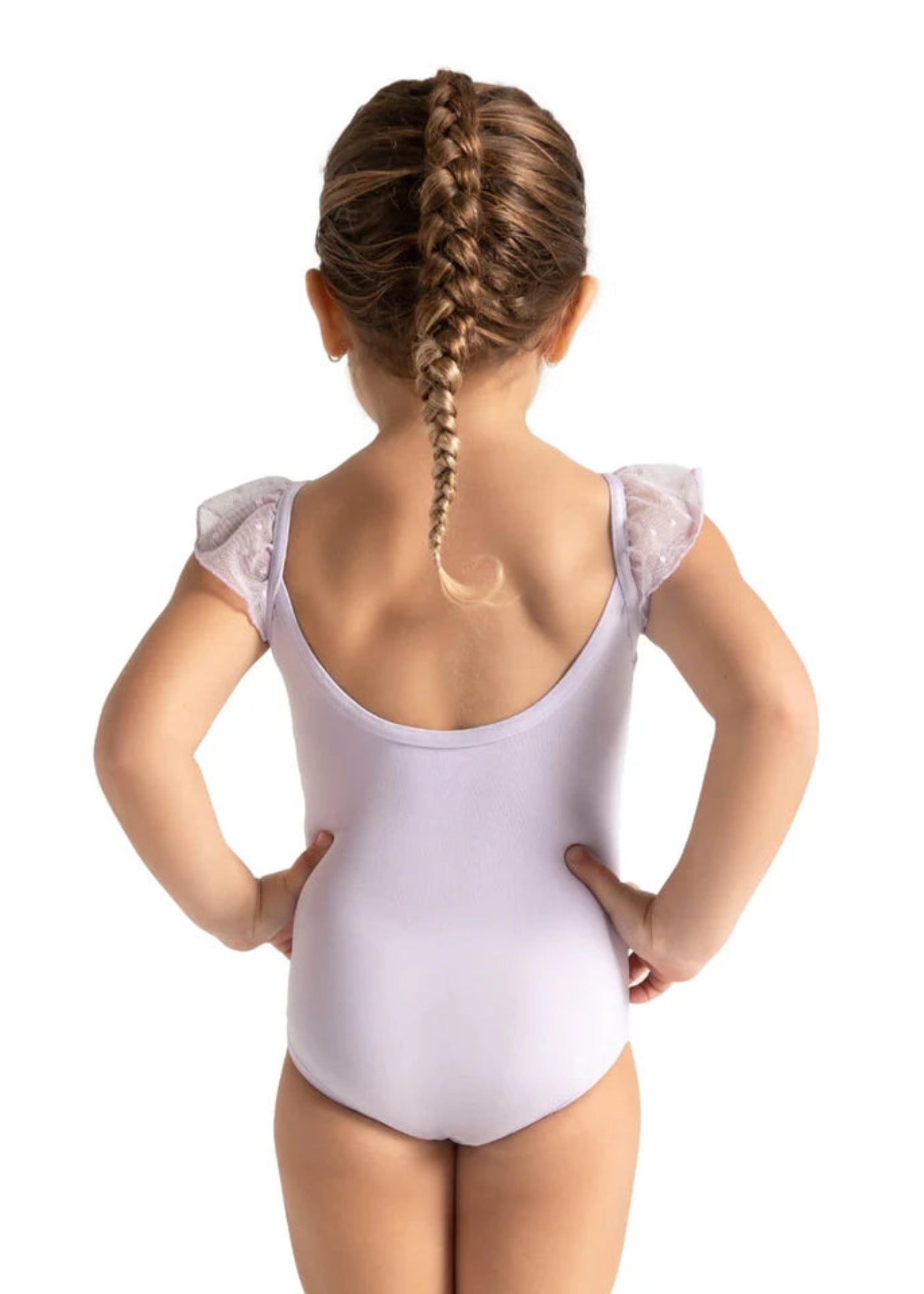 Flutter Sleeve Leotard Lavender back view