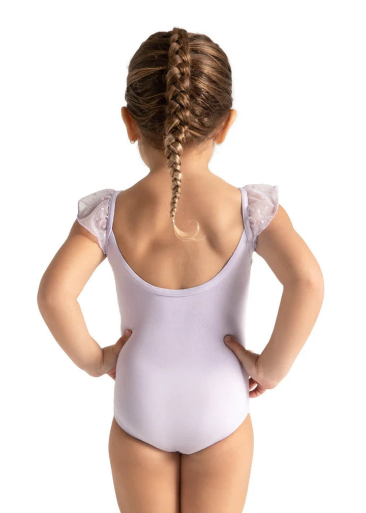 Flutter Sleeve Leotard Lavender back view